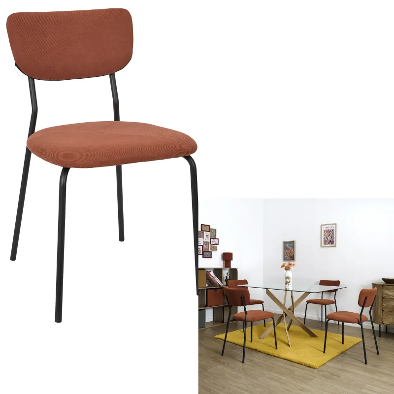 Chaise cotelée terracotta