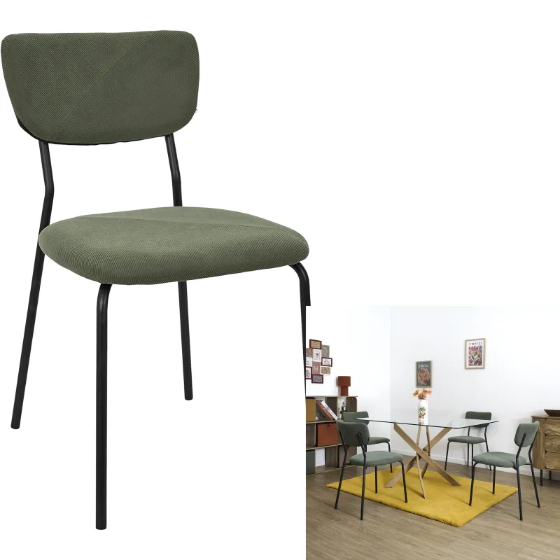 Chaise cotelée vert