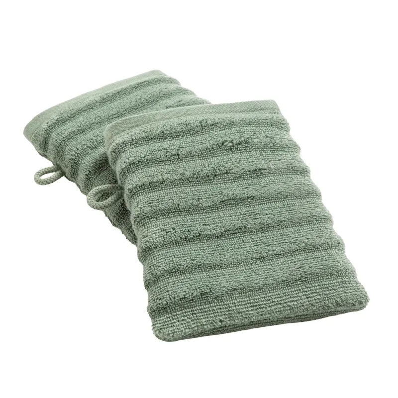 Gants de toilette éponge "Maya" sauge x2