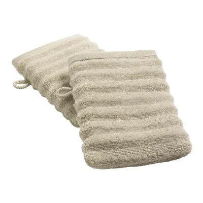 Gants de toilette éponge "Maya" taupe x2