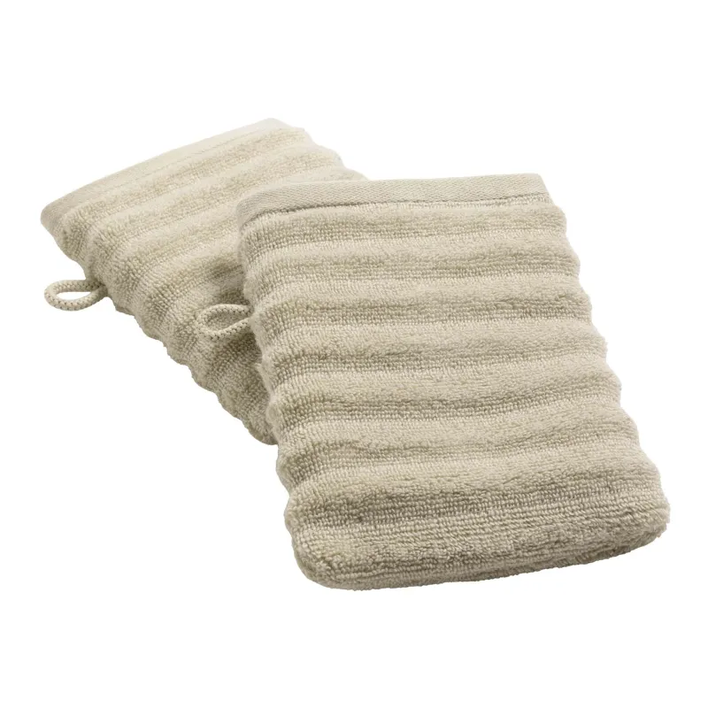 Gants de toilette éponge "Maya" taupe x2