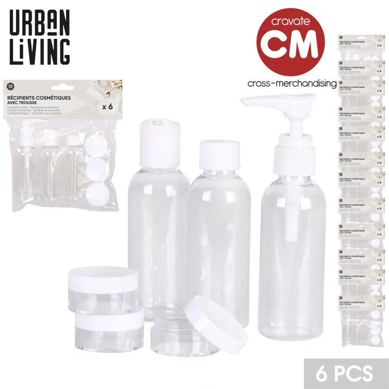 Le lot de 3 bouteilles avec 3 récipients dans leur trousse