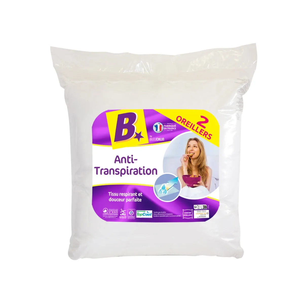 Le lot de 2 oreillers anti-transpiration