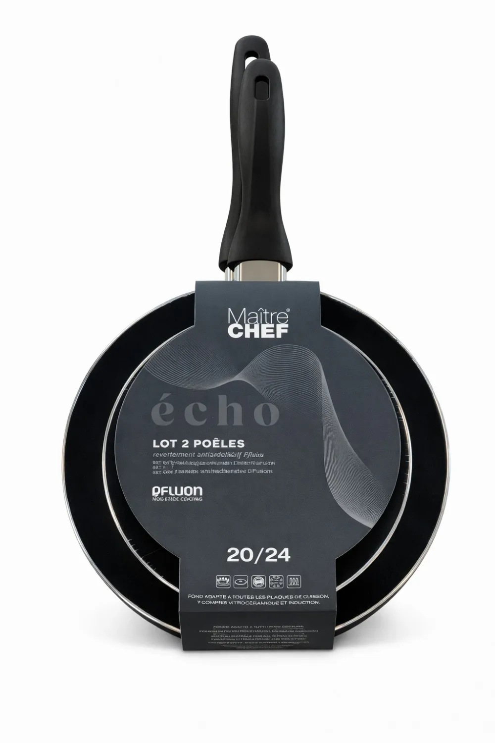 Lot de 2 poêles anti-adhésives  20/24CM