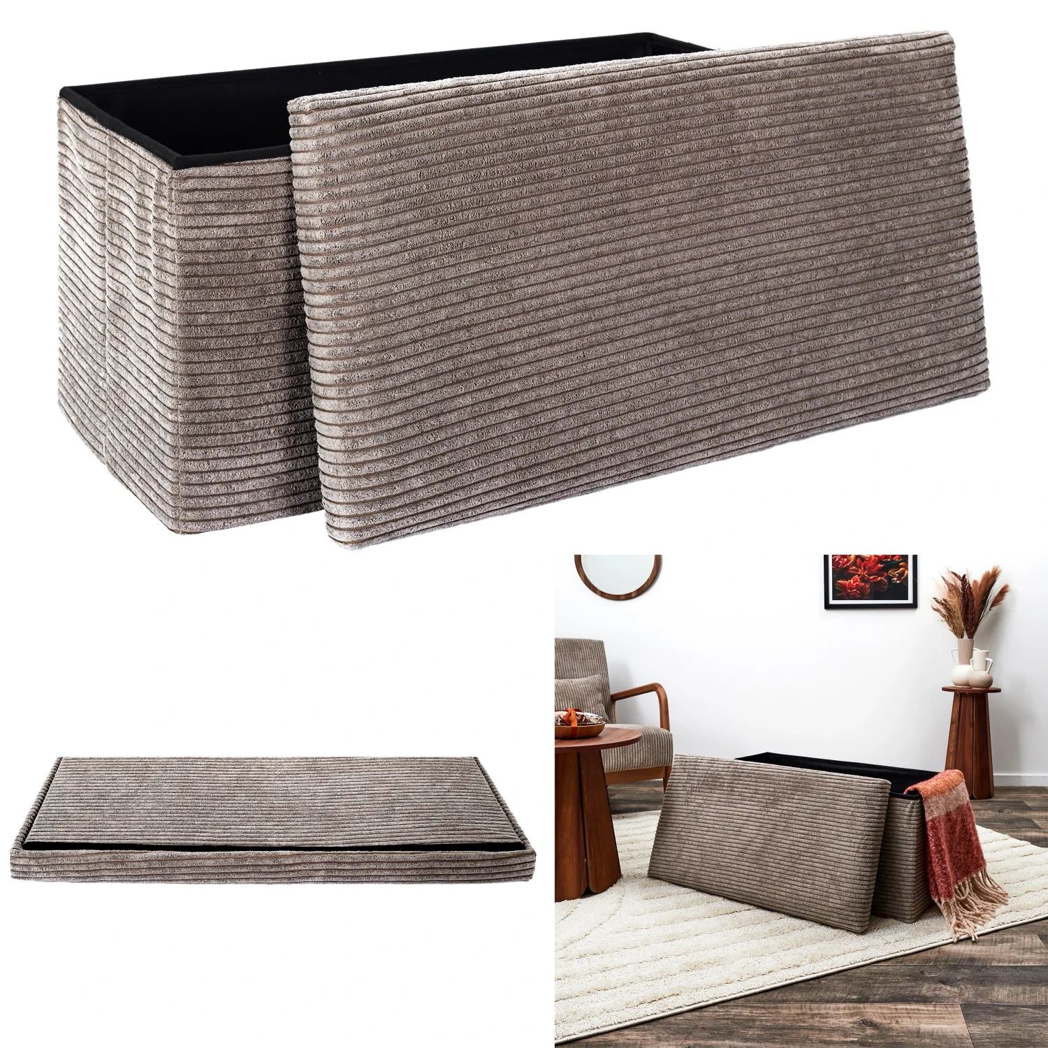 Coffre banc pliable côtelé