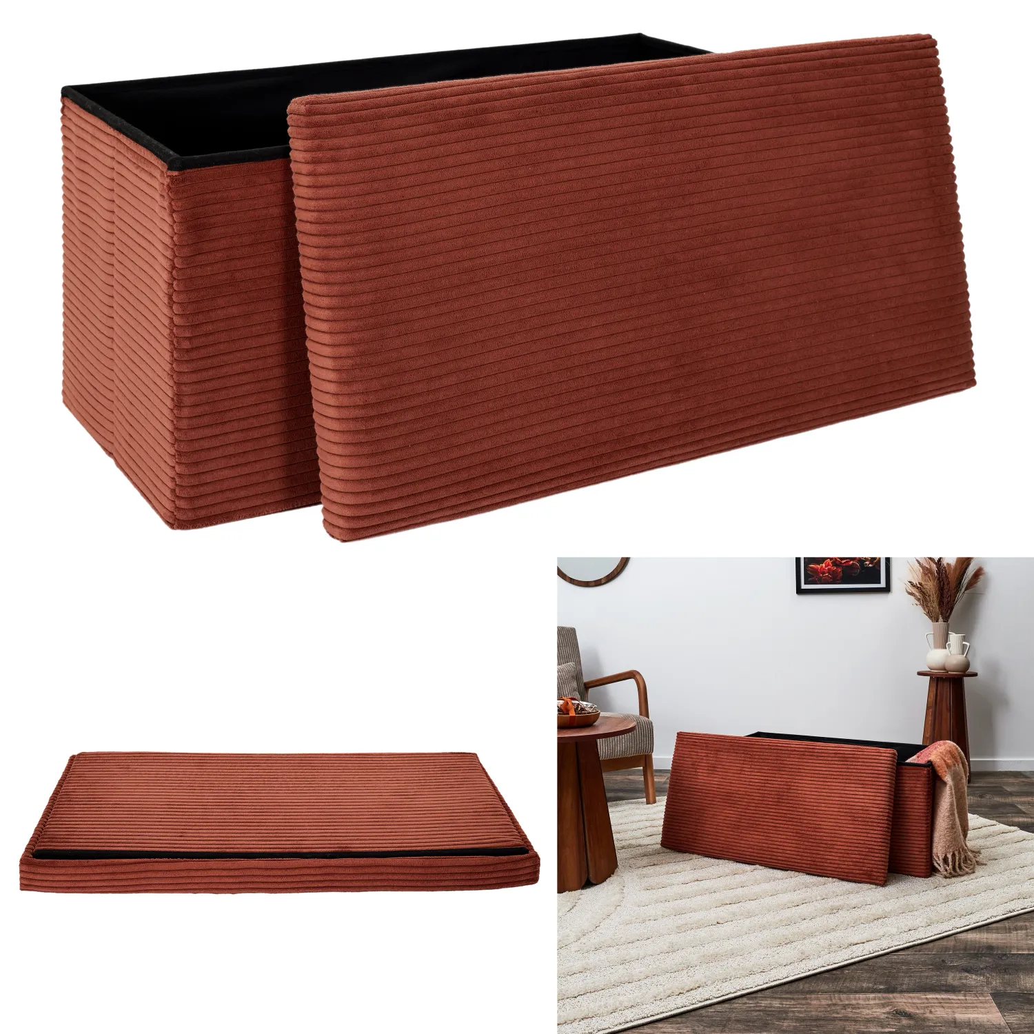 Coffre banc pliable côtelé