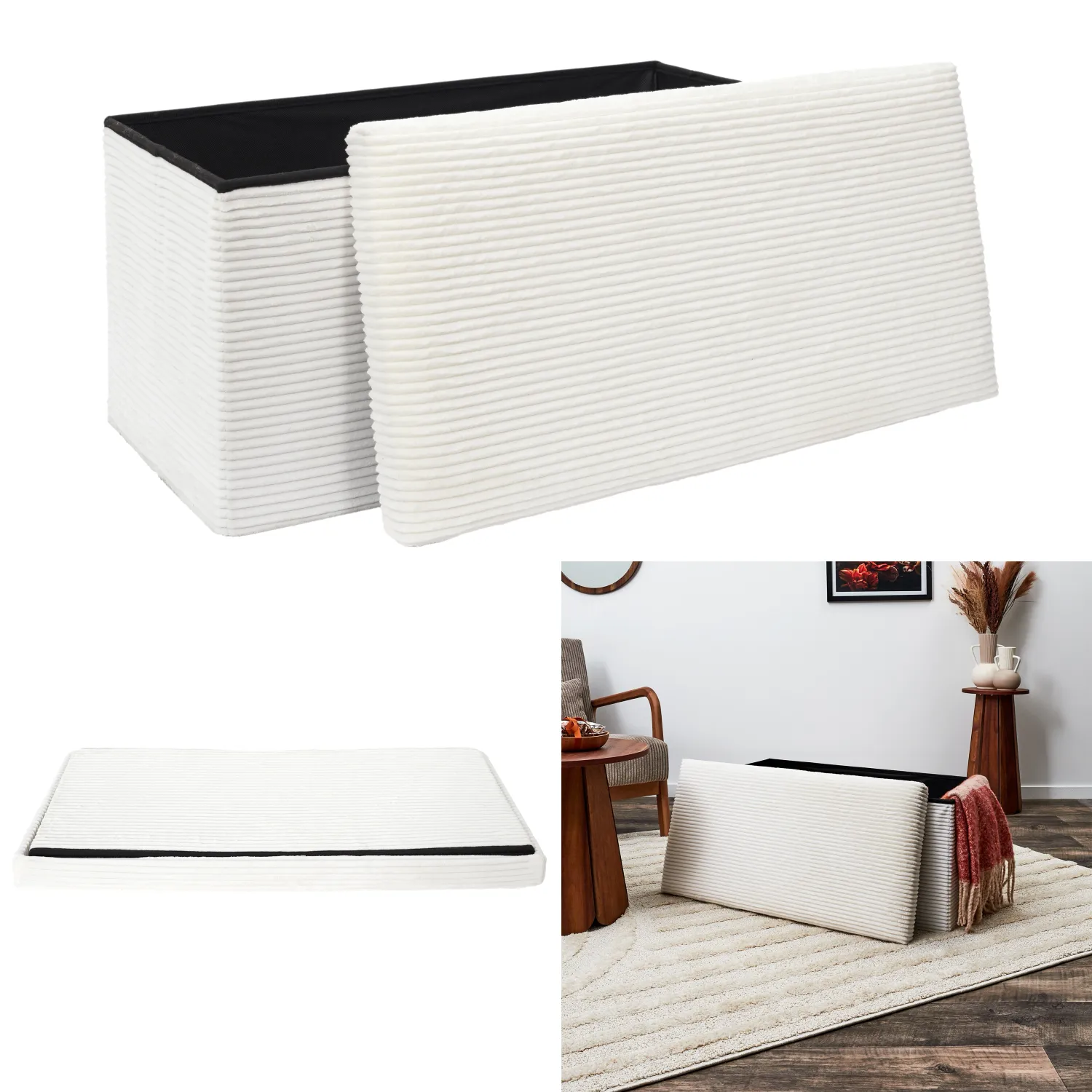Coffre banc pliable côtelé