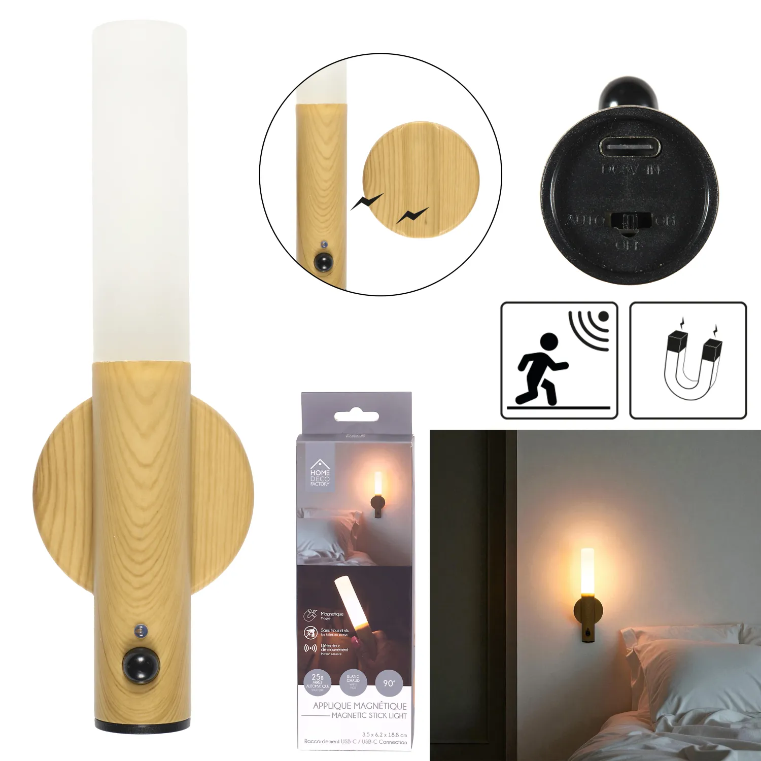 Applique murale magnétique et rechargeable