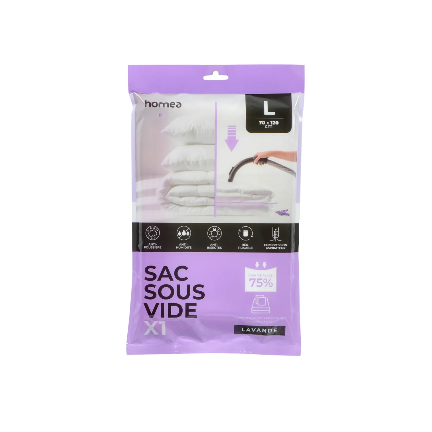 SAC SOUS-VIDE A ASPIRER L 70X120 PARFUM LAVANDE