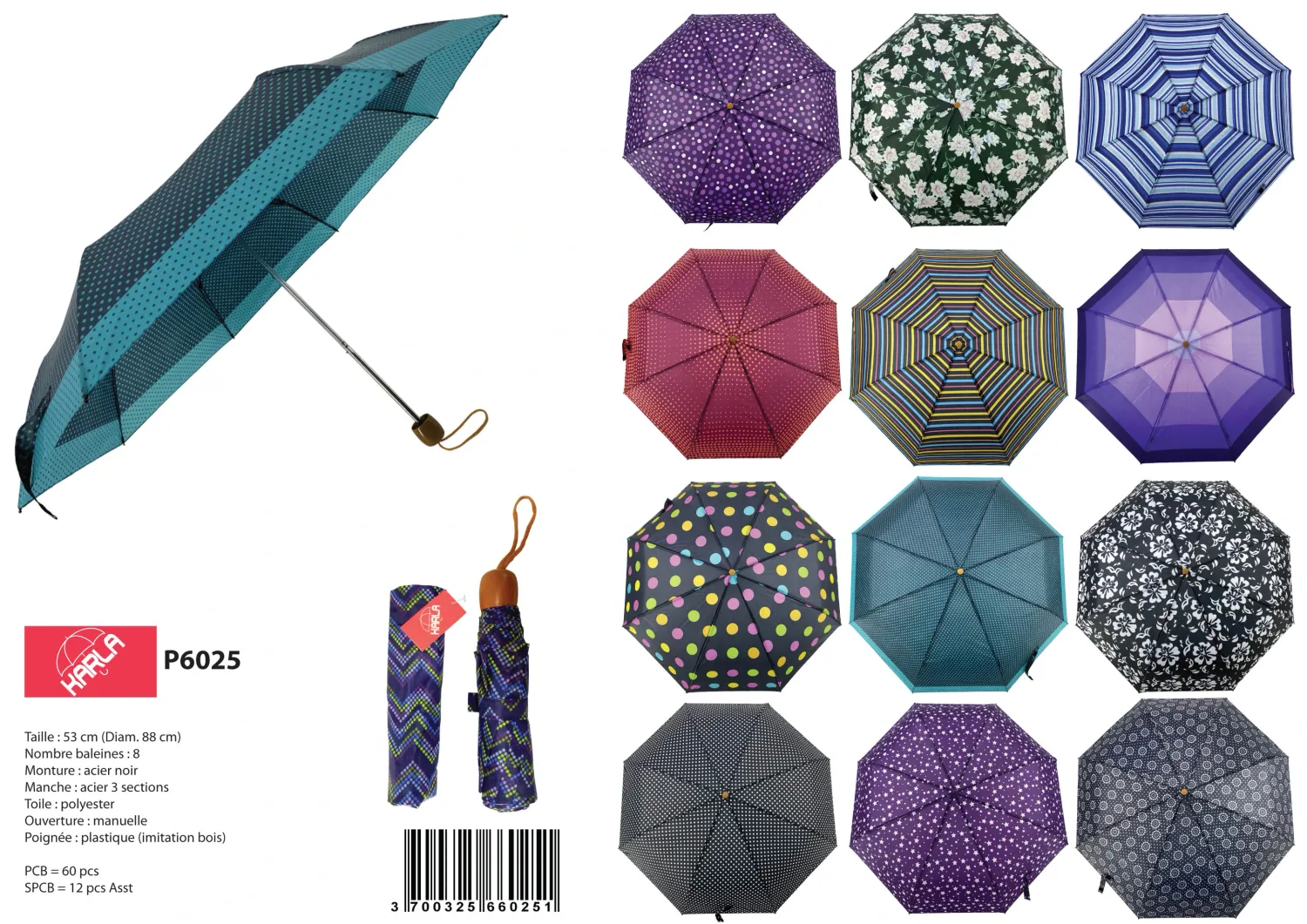 PARAPLUIE 51CM-8B-MANUELLE-F