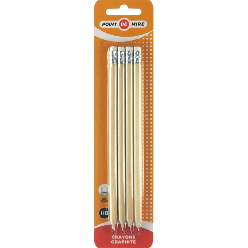 CRAYONS PAPIER HB X4 BOUT GOMME