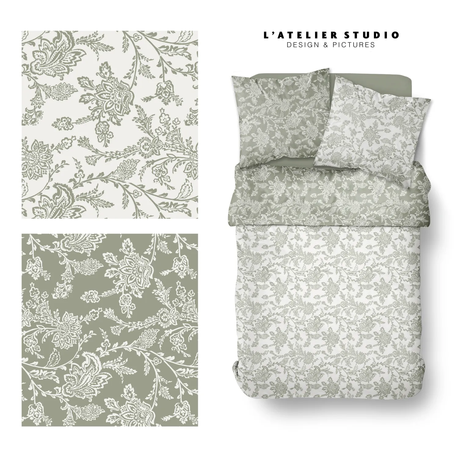Pack parure imprimé + drap housse 2 places

