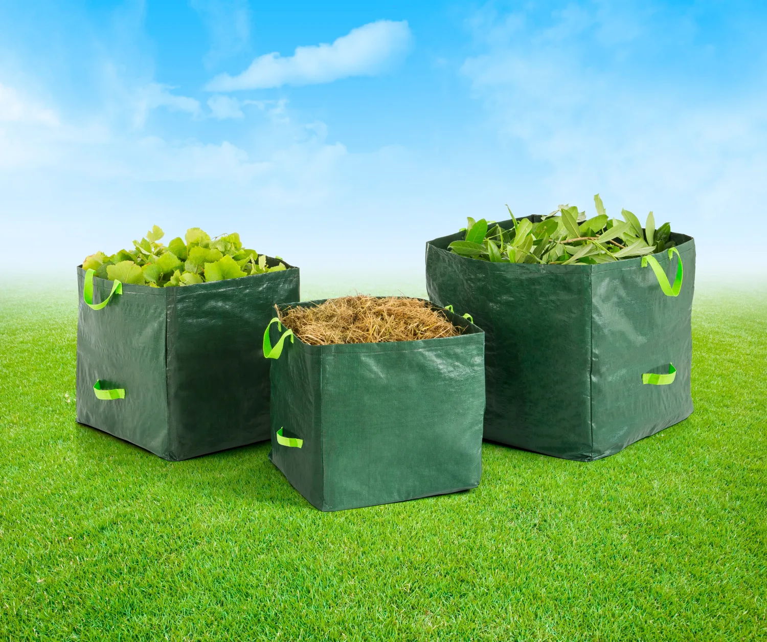 Lot de 3 sacs de jardin avec poignees