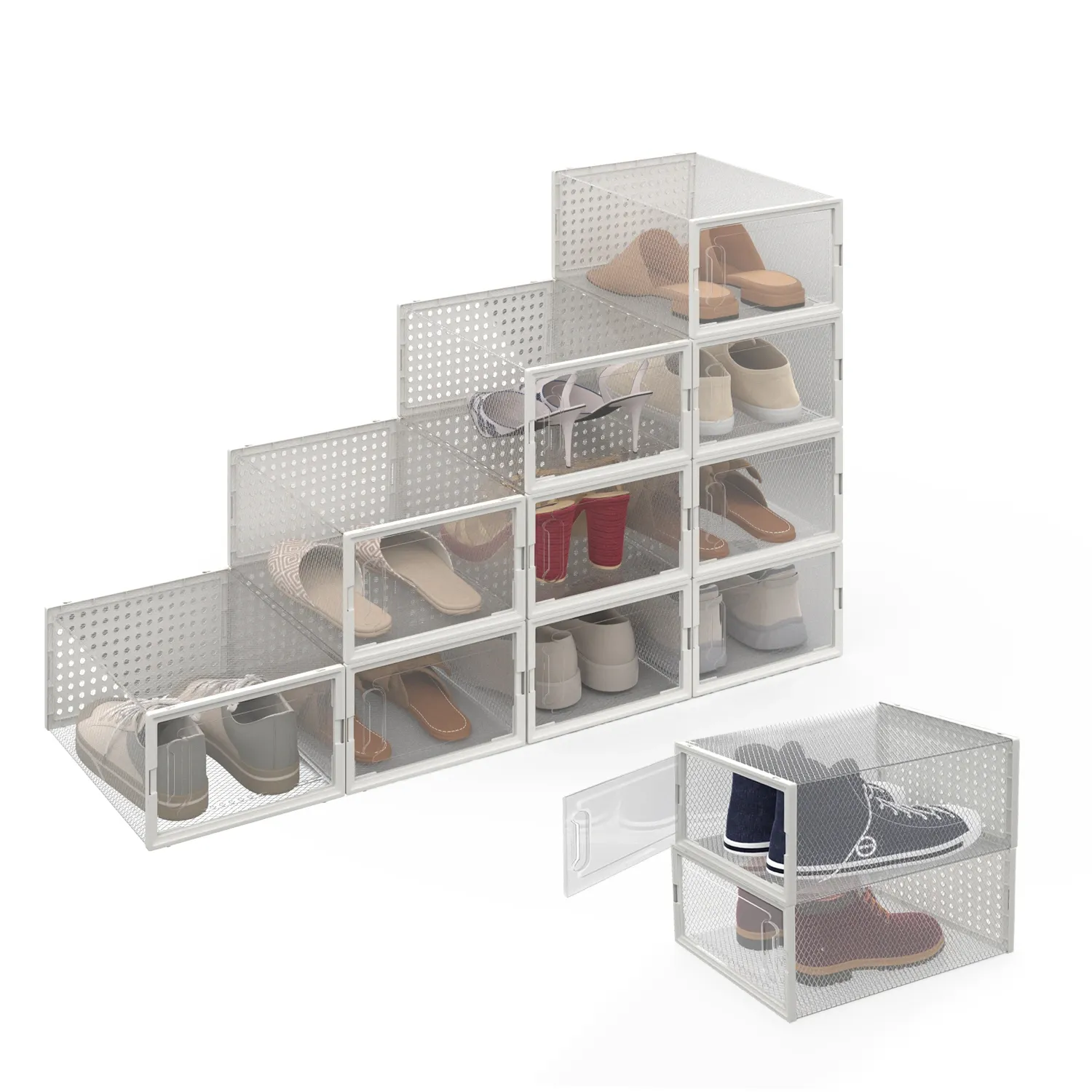Lot de 12 boites à chaussures empilables