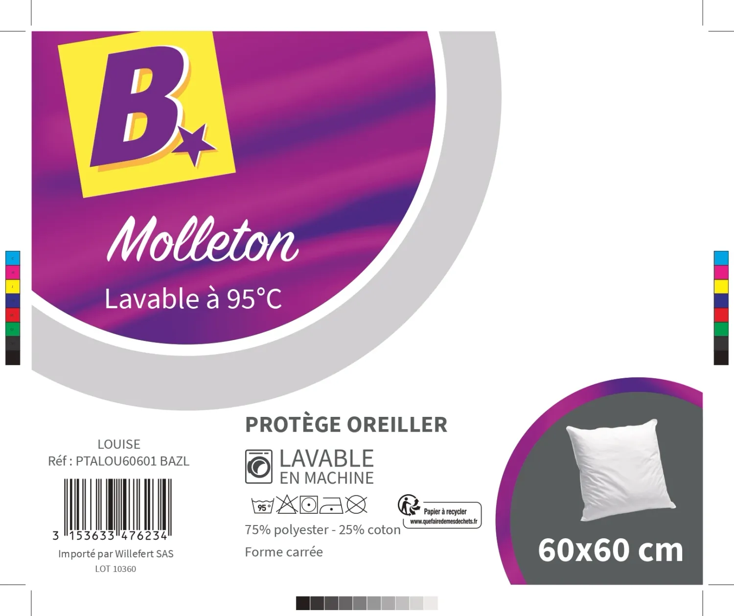 PROTEGE OREILLER LOUISE 60X60CM MDD