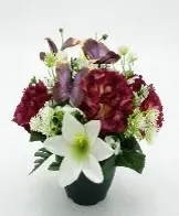 POT DE CHRYSANTHÈME, LYS, MINI FLEURS, PAPILLON