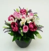 VASQUE DE BOUTON DE ROSE, PIVOINE, ORCHIDÉE, BRUYÈRE