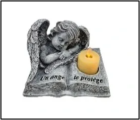 ANGE SUR LIVRE AVEC BOUGIE LED