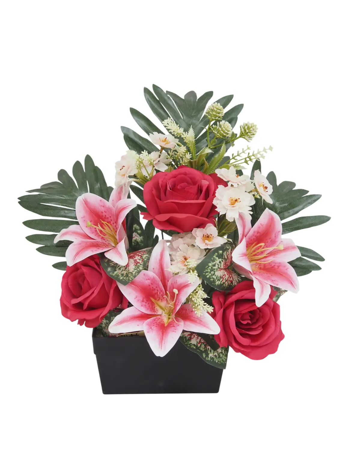 JARDINIÈRE 3 LYS ET 3 ROSES