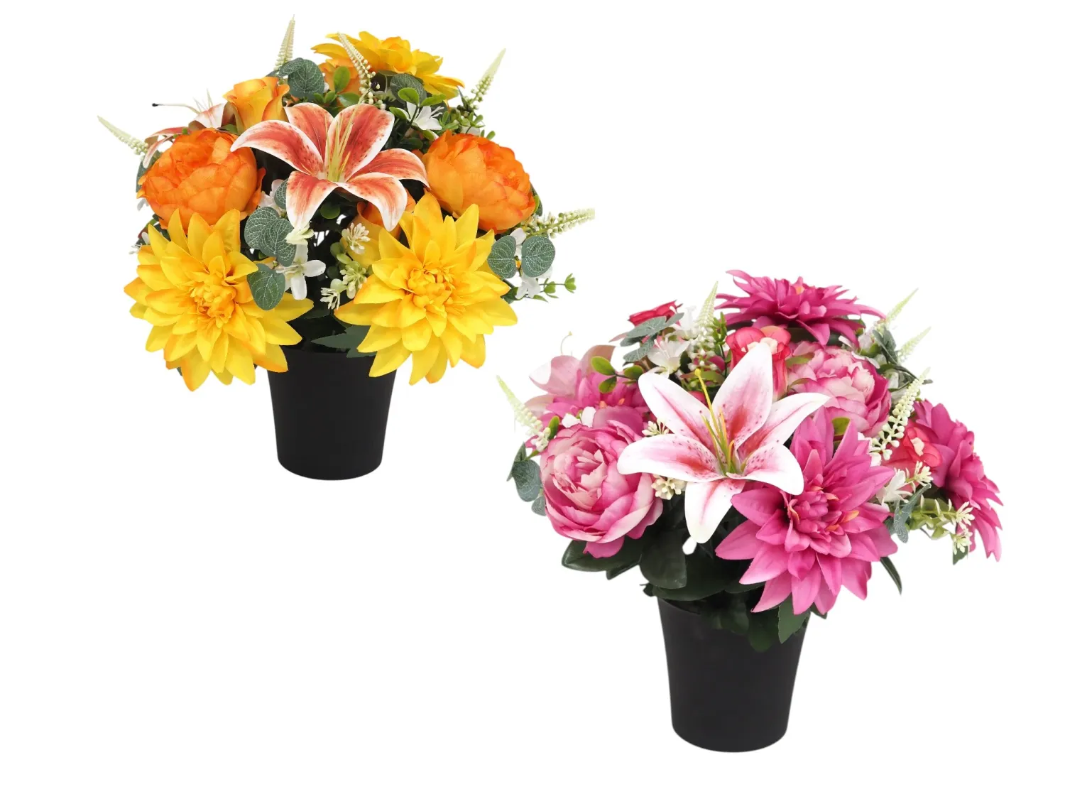 COMPOSITION DAHLIAS, LYS, PIVOINES