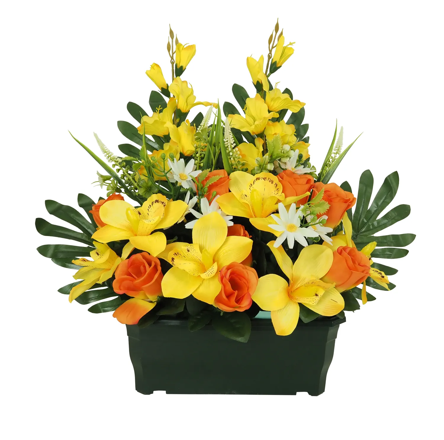 JARDINIÈRE BOUTONS DE ROSES, ORCHIDÉES ET GLAÏEULS