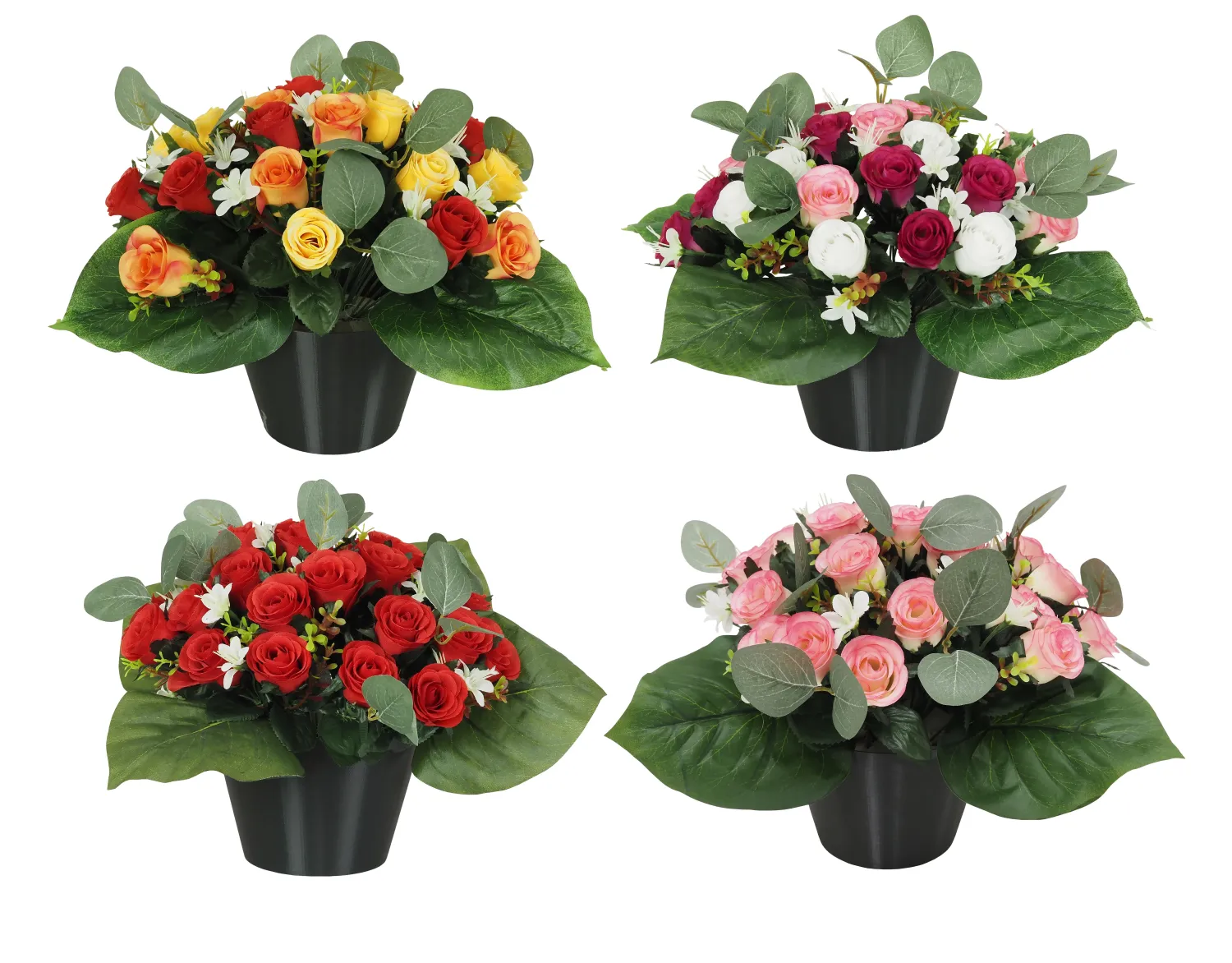COMPOSITION DE ROSES ET FEUILLAGE