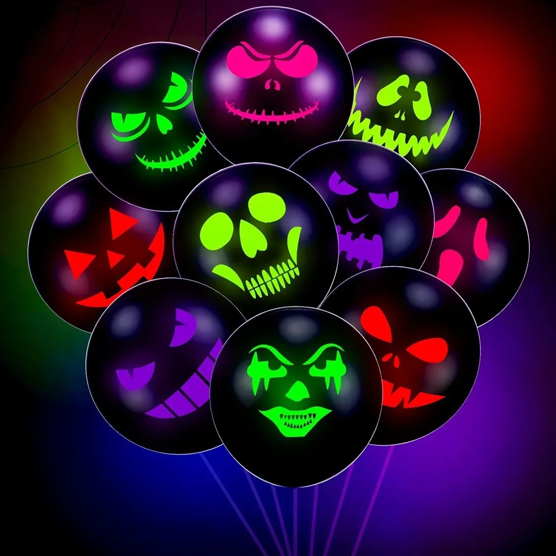Lot de 10 ballons "Halloween" phosphorescent