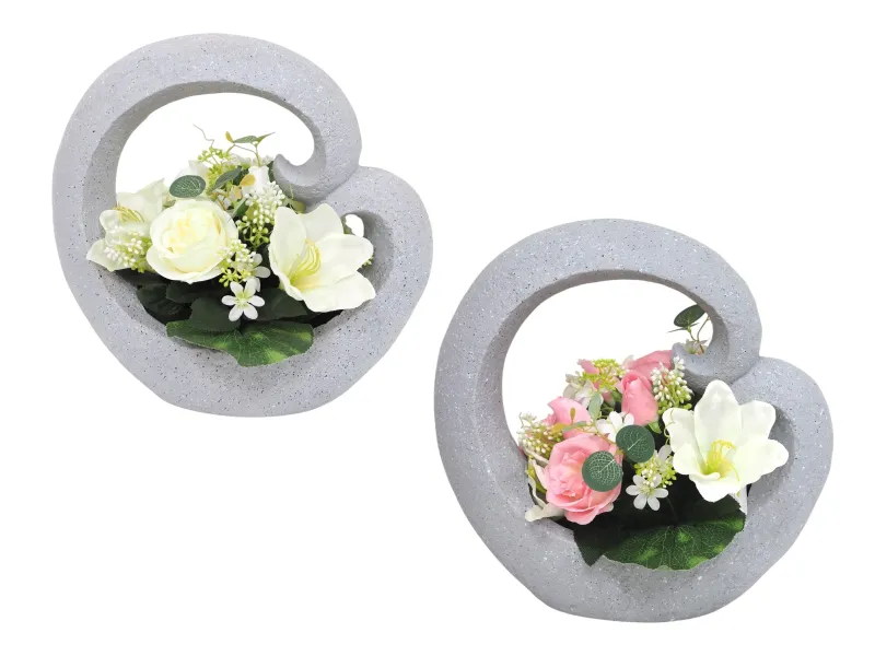 Pot anse en ciment avec lys,roses et amaryllis