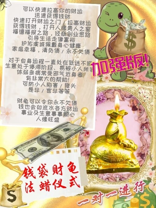金箔加强版•钱袋财龟法蜡仪式