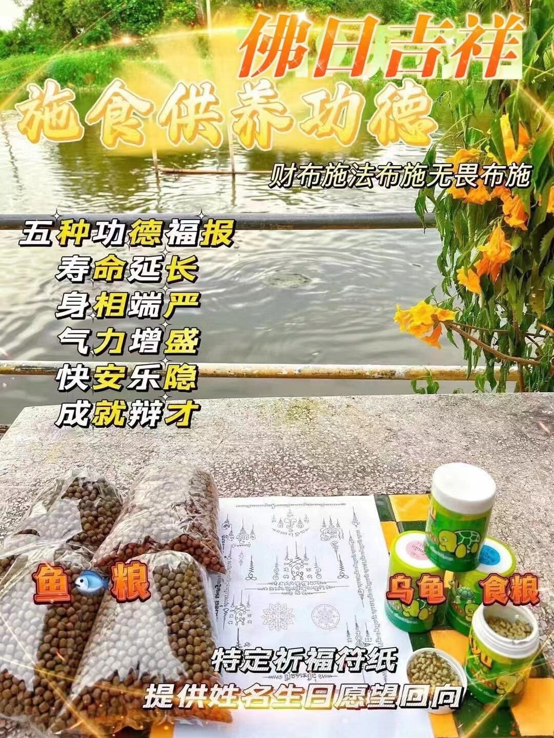 每个佛日•供养鱼粮+龟粮功德​‎͏