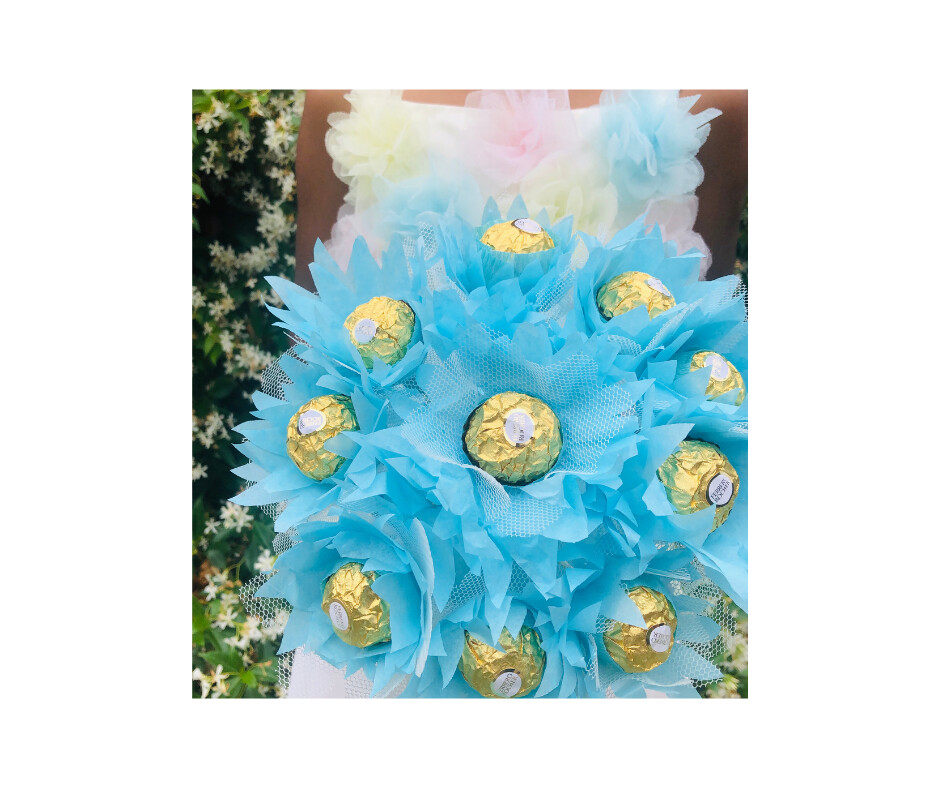 Aqua Love Chocolate Flower Gift Bouquet