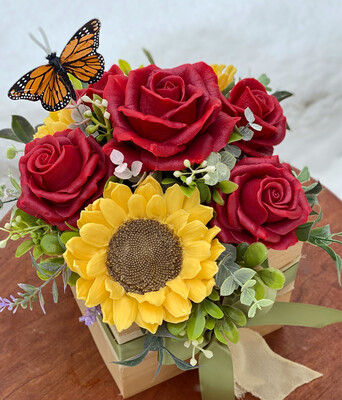 Sunflower & Red Roses