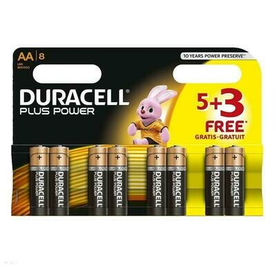 DURACELL PLUS POWER AA 5+3 FREE
