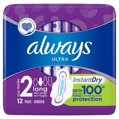 Always Ultra Long Plus Sanitary Towels with Wings 12 Pads