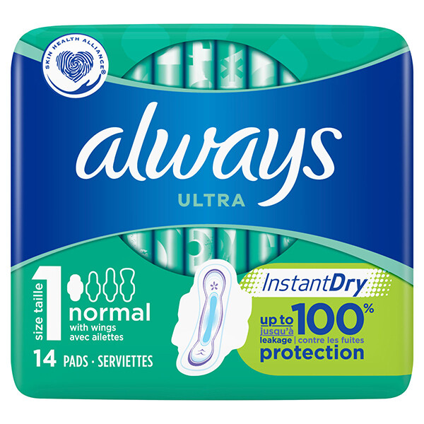 Always Ultra Sanitary Pads Normal Plus With Wings Protection Women X14