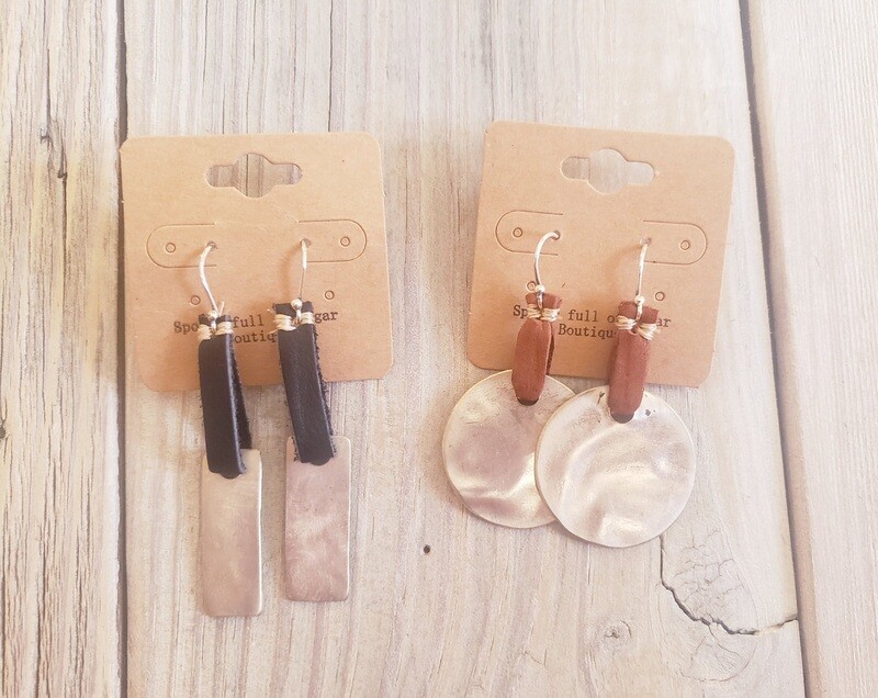 Leather Disc Earrings