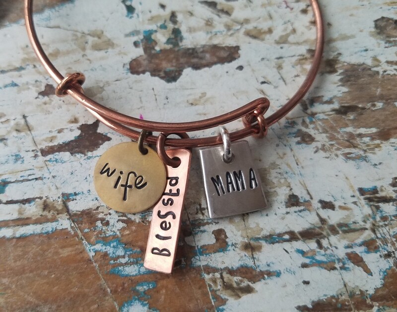 Copper Charm Bangle Bracelet