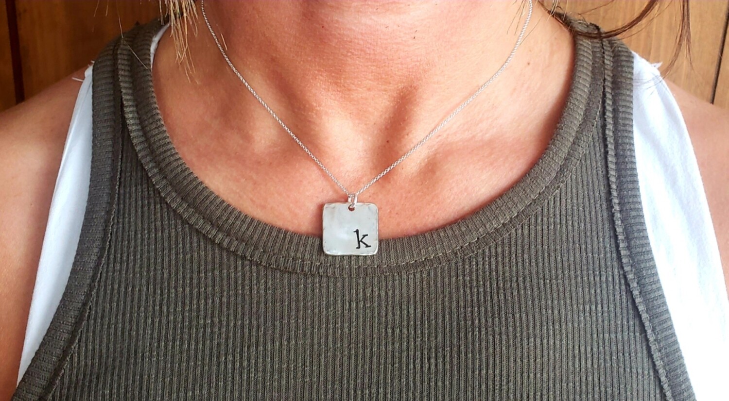 Square Initial Necklace