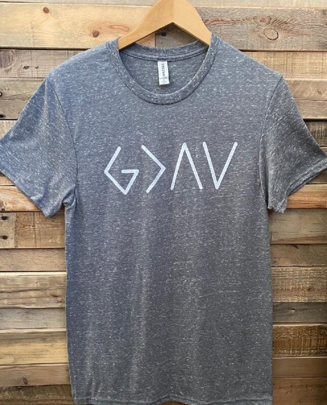 God Is Greater Tee Grey
