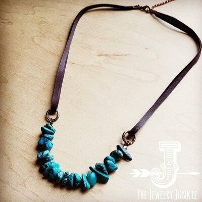 Natural Turquoise Leather Necklace