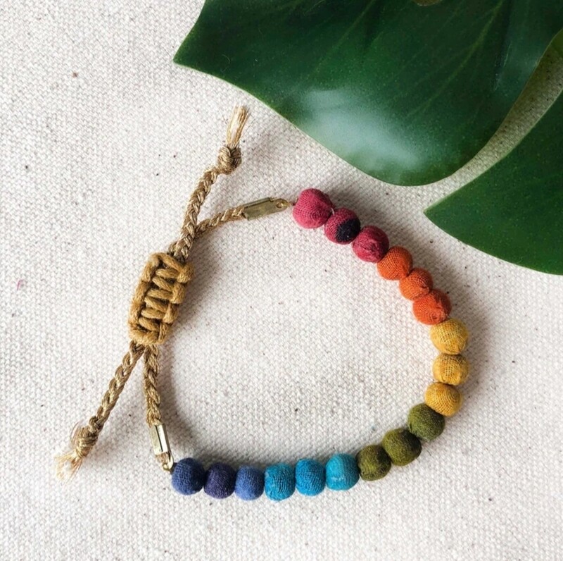 Kantha Rainbow Slide Bracelet