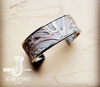 Narrow Cuff Bangle Bracelet In Oyster Paisley
