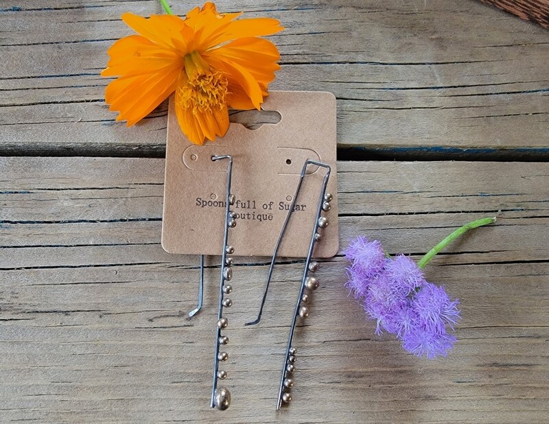 Orbital Stick Earrings  Black Silver