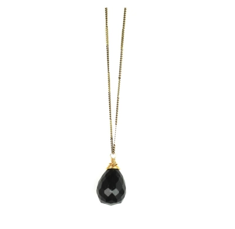 Zara Drop Black Jasper Necklace