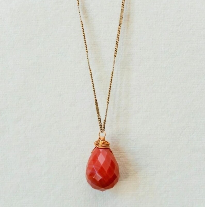 Zara Drop Carnelian Necklace