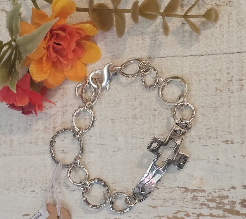 Petite Sterling Cross Bracelet