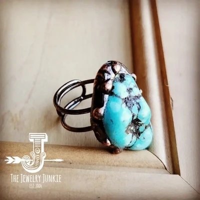Blue Turquoise Ring Copper