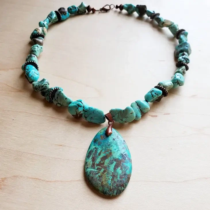 Chunky Turquoise W/Teardrop Pendant