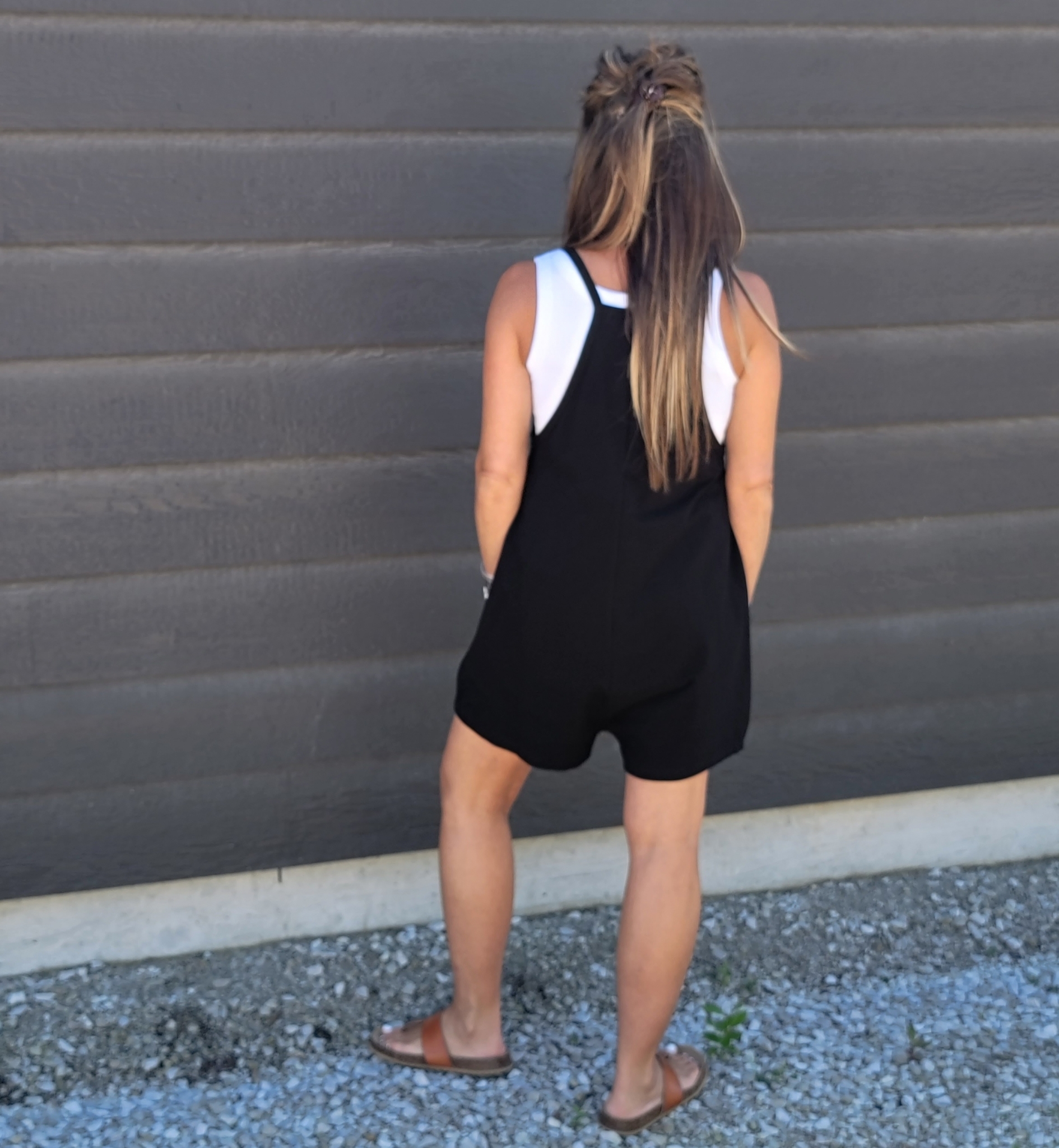 Bucketlist Oversize Jersey Romper | Black | Size: L by Pigment