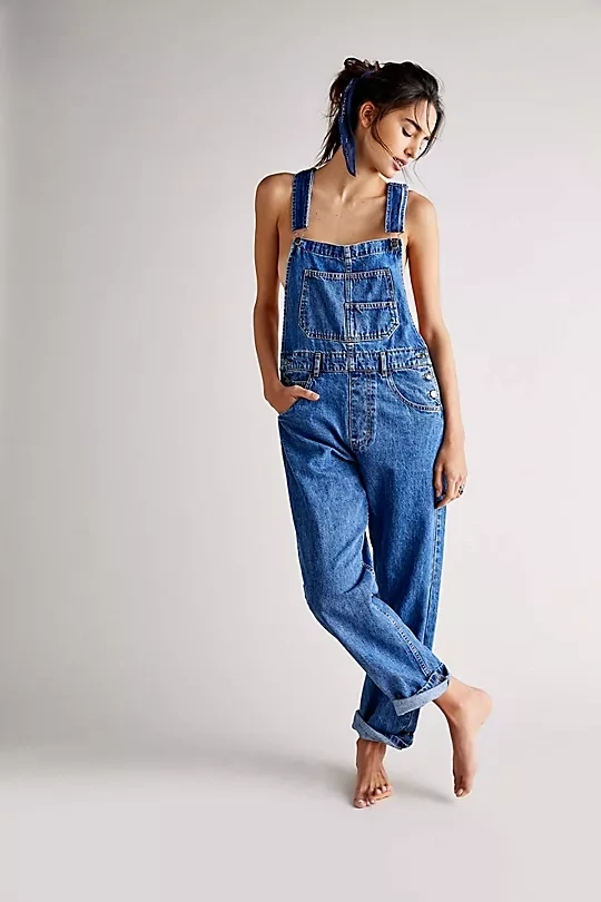 Free People Ziggy Denim Overall Sapphire Blue